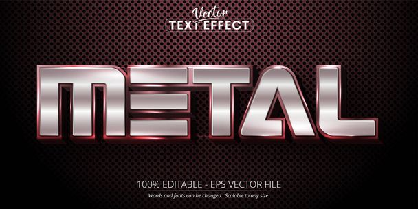 Texto de metal, color plateado brillante efecto de texto editable estilo - Vector, Imagen