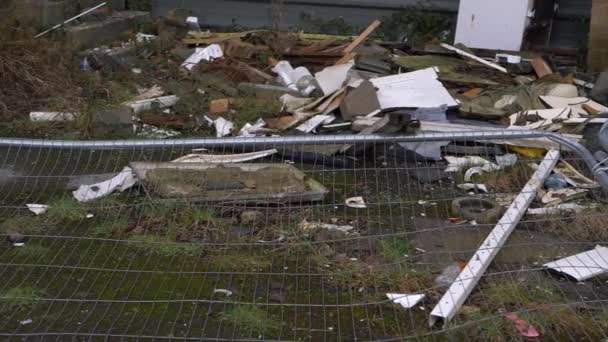 Rubble and trash dumped in waste ground - Footage, Video