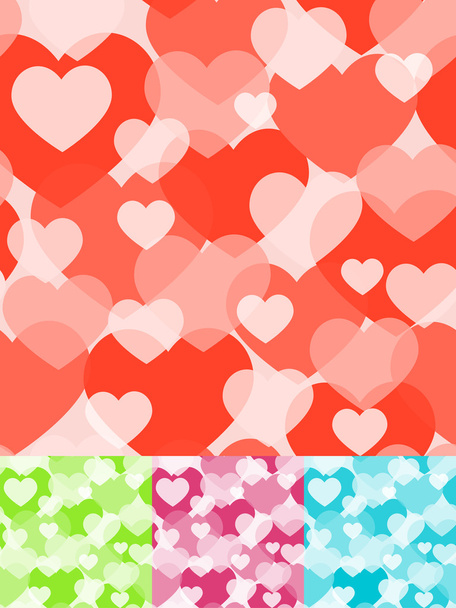 Seamless heart background in four colors. Vector illustration. - Vektör, Görsel