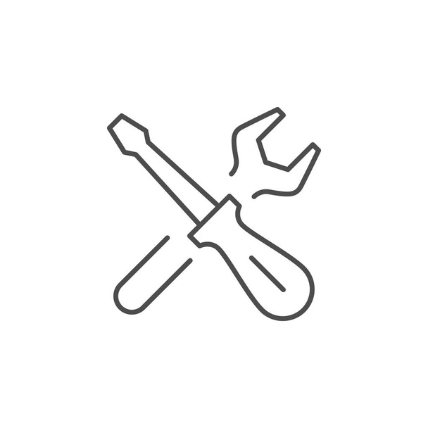 Obramowanie linii narzędzi naprawczych ikona izolowana na białym - Wektor, obraz