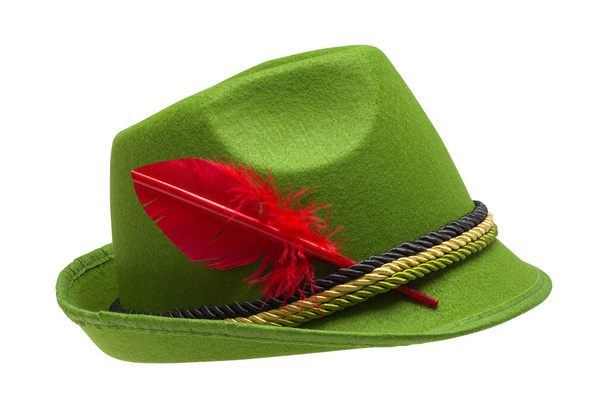 Немецкий Барвария Альпийская Тирольская шляпа Вид сбоку. - Фото, изображение
