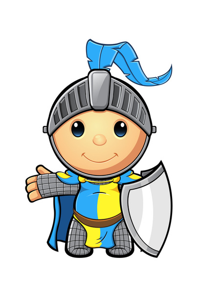 kék és sárga knight karakter - Vektor, kép