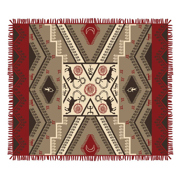 Antiker Teppich mit primitiven ethnischen Mustern. Für skandinavische Innenräume.  - Vektor, Bild