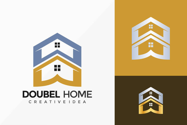 Double House Estate Logo Vector Design. Abstraktní znak, koncepce návrhů, loga, logotyp prvku pro šablonu. - Vektor, obrázek