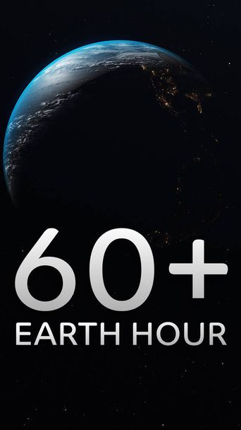 Earth Hour ökologische Bewegung gegen den Klimawandel Symbol. Weltkugel 3d - Foto, Bild