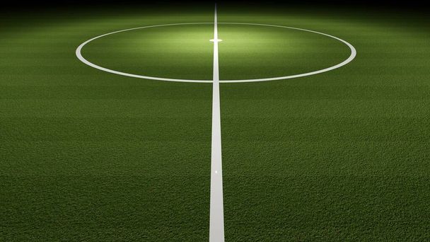 Campo de fútbol por la noche 3D renderizado - Foto, imagen