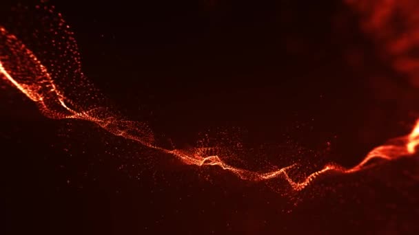 Abstract Fire Particles Landscape Fx Background Loop/ 4k animation of an abstract fractal fire particles space landscape background with glowing mesh lines and lens flare flowing and seamless looping - Footage, Video