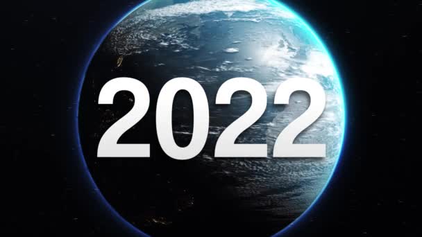 2022 años en el planeta Tierra. Concepto símbolo del mundo en 2022. 3d bucle de vídeo - Metraje, vídeo