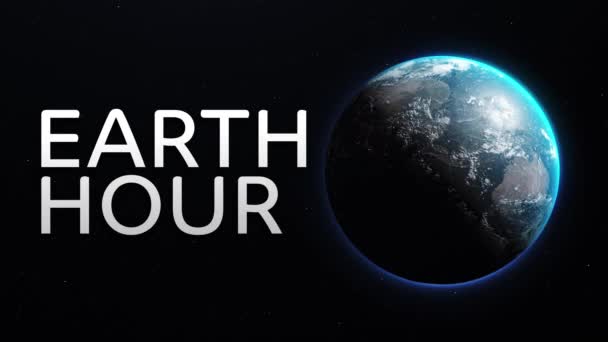 Hora da Terra movimento ecológico contra o símbolo da mudança climática. Mundo loop globo - Filmagem, Vídeo