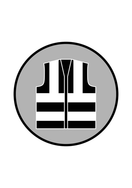 Icono de chaleco reflectante en blanco y negro - Vector, imagen