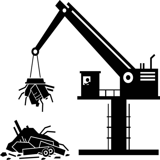 claw crane dump icon in Solid style - Wektor, obraz