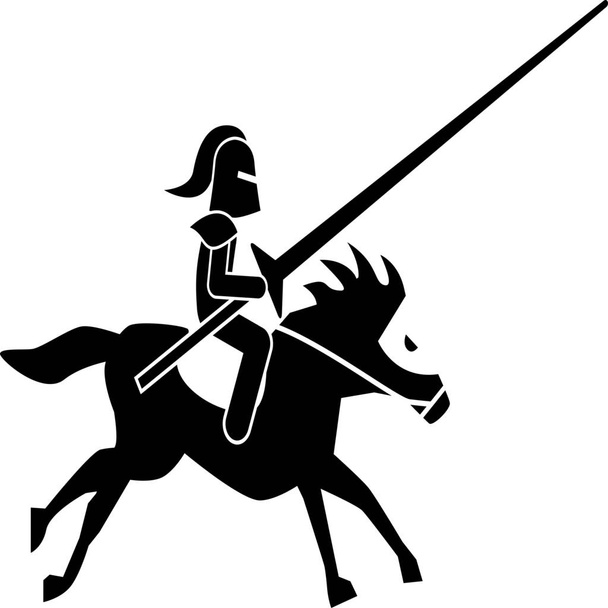 batalla caballería caballo icono en estilo sólido - Vector, imagen