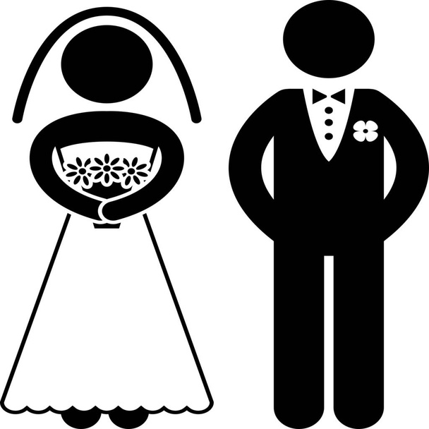 bride bridegroom couple icon in Solid style - Vector, afbeelding