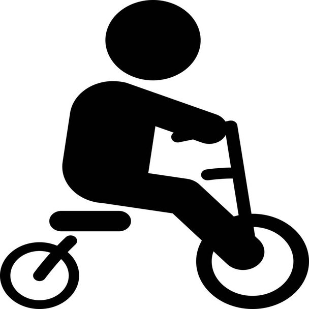 икона ребенка на велосипеде в твердом стиле - Вектор,изображение
