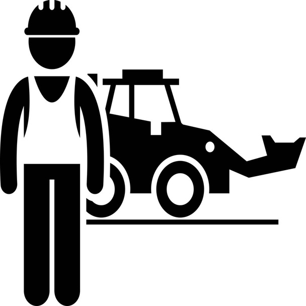 backhoe construction constructor icon in Solid style - Vektör, Görsel