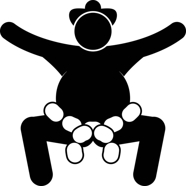 heavyweight japanese sumo icon in Solid style - Vector, Image