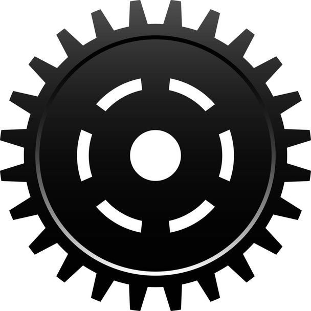 иконка с зубчатым колесом в твердом стиле - Вектор,изображение