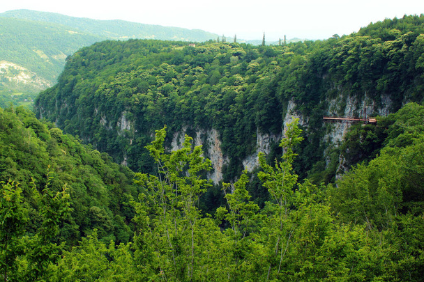 Okatse Canyon Natural Monument, an Okatse river erosion canyon located in Imereti region of Georgia. - Foto, imagen