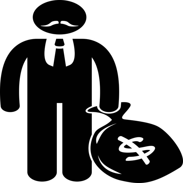 Bankier Mann Geld-Ikone im soliden Stil - Vektor, Bild