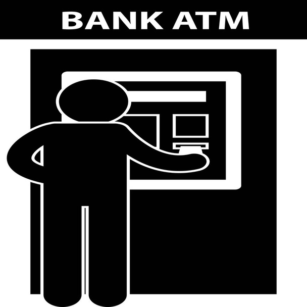 Bankovní ikona bankomatu v pevném stylu - Vektor, obrázek