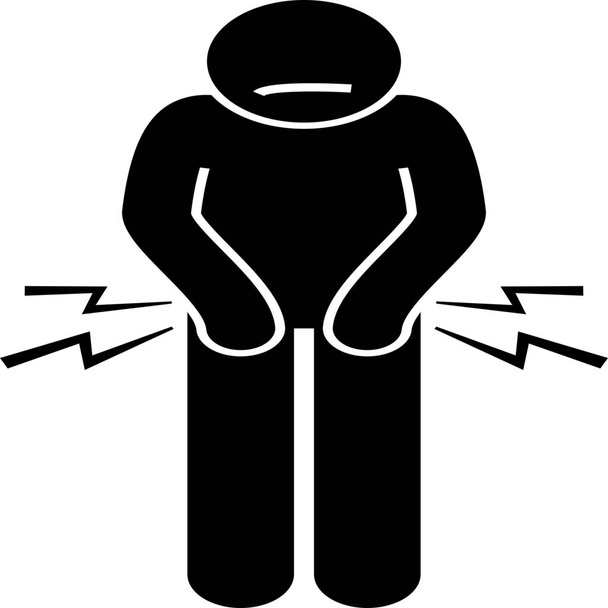 Значок человека с болью в паху в твердом стиле - Вектор,изображение