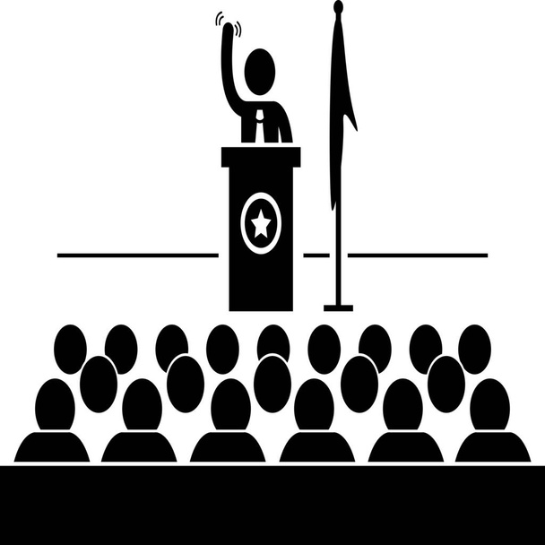 government independence leader icon in Solid style - Vetor, Imagem