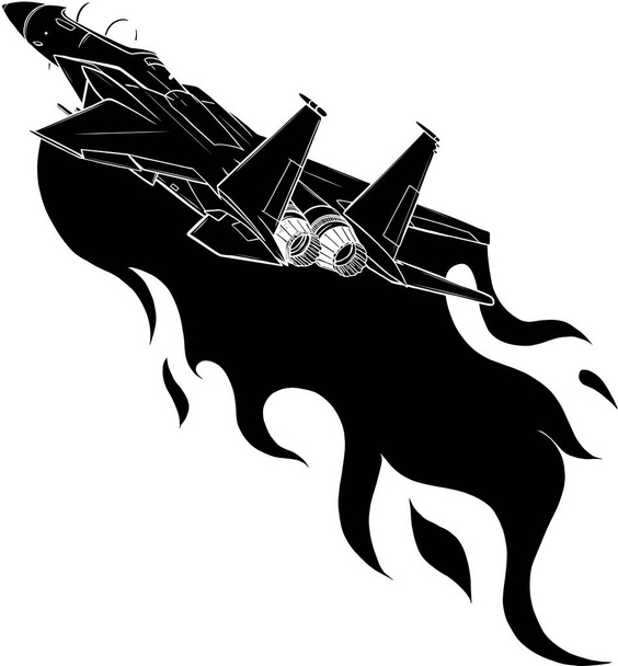 zwart silhouet van militaire straaljagers geïsoleerd op de achtergrond. Vectorillustratie - Vector, afbeelding