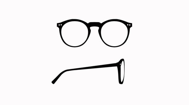 Vector isolated Illustration of a Glasses Frame. Black glasses Frame Front and Side View - Vector, Image