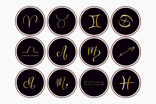 星座の占星術のシンボル。占星術、ネイティブチャート、ホロスコープ - ベクター画像