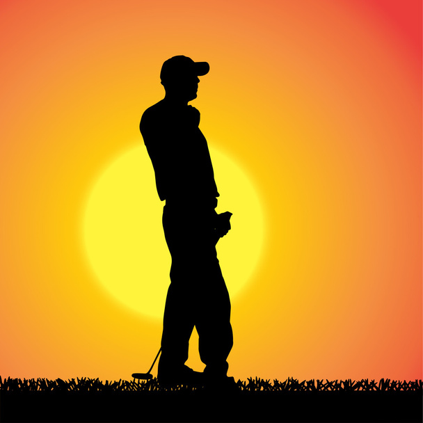 vector silhouet van een man die golf speelt. - Vector, afbeelding