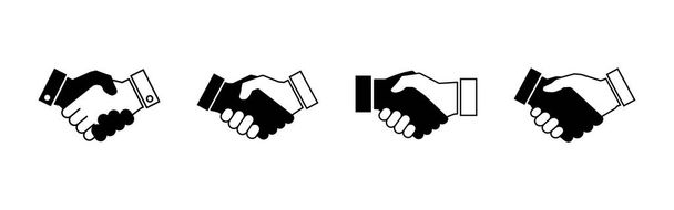 Handschlag-Symbol gesetzt. Geschäftlicher Händedruck. Kontaktvereinbarung - Vektor, Bild