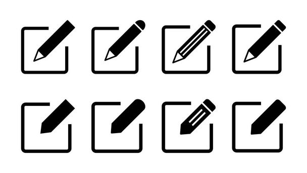 Editar conjunto de iconos. editar el icono del documento. editar icono de texto. lápiz. inscribirse - Vector, Imagen