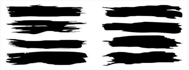 Gyűjteménye művészi piszkos fekete festék kéz tette kreatív ecset stroke készlet elszigetelt a háttérben. Egy csoport absztrakt grunge vázlatok design oktatás vagy grafikai művészeti dekoráció 3d illusztráció - Fotó, kép