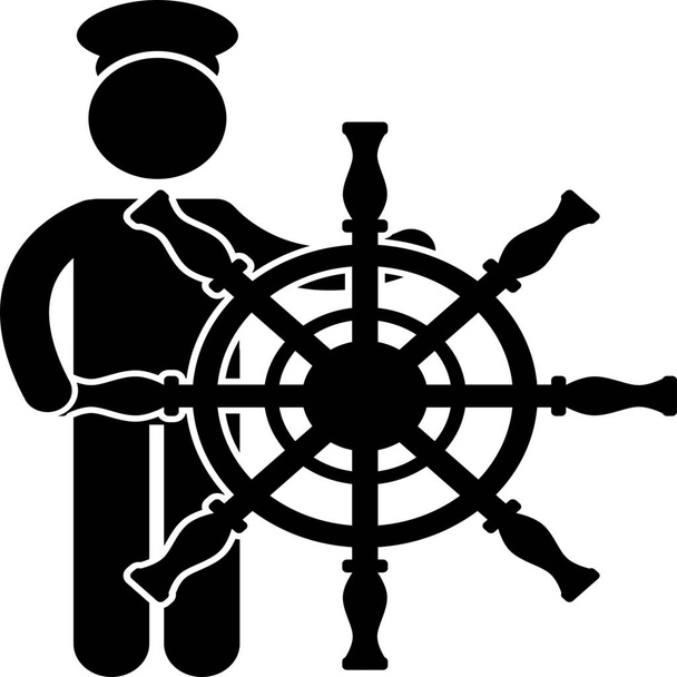Капитан приключений икона в солидном стиле - Вектор,изображение