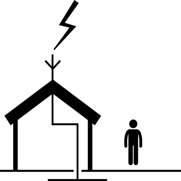 arrester house lightning icon in Solid style - Vektor, kép