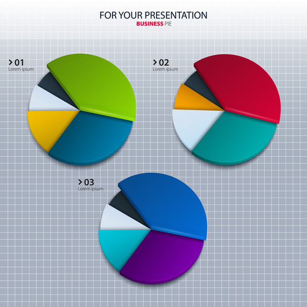Vector set of colorful pie charts - for your presentation. - Vector, Image