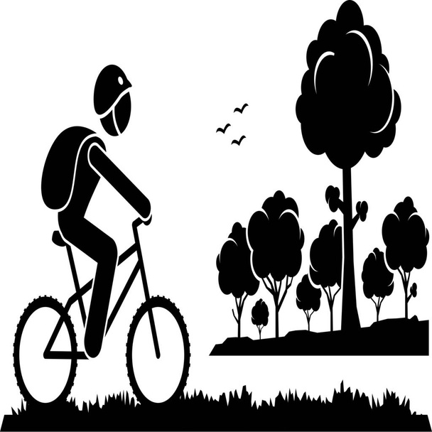 пригодницький велосипедний ліс значок у природі, на відкритому повітрі та категорії пригод
 - Вектор, зображення