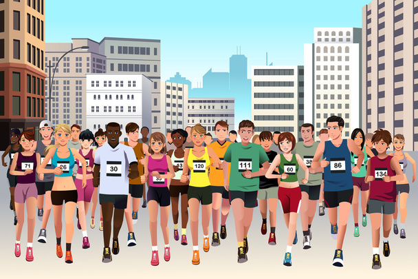 Persone che corrono maratona
 - Vettoriali, immagini