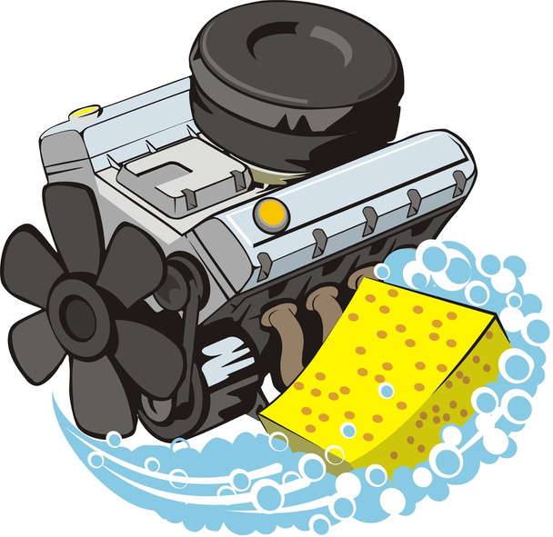 auto motor wassen - Vector, afbeelding