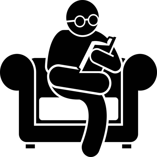 book couch guy icon in Solid style - Vector, Imagen