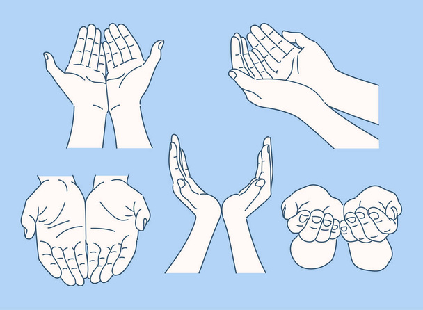 zestaw gestów dłoni. płaska konstrukcja styl minimalny wektor ilustracji - Wektor, obraz