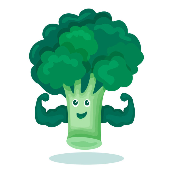 Grüner Brokkoli im modernen flachen Stil. Gesunde Ernährung. Abnehmen. Ikone isoliert auf weißem Hintergrund. Für Ihr Design - Vektor, Bild