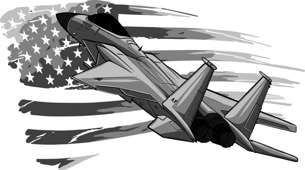 design of Military fighter jets with american flag. Vector illustration - Vector, Image