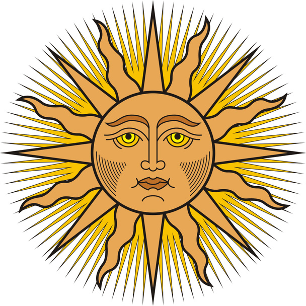 Cara de sol brillante. Symol heráldico - Foto, imagen
