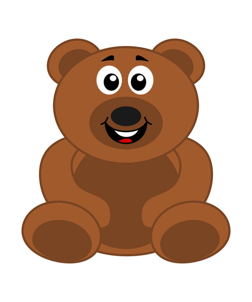 een grote bruine teddybeer pluche zitten gelukkig met een grote glimlach op zijn gezicht - Vector, afbeelding