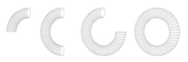 Torus segmentti pisteitä ja verkkoon eristetty valkoinen väri. Tekniikka abstrakti taide tausta. Kokoelma minimalistinen geometrinen muotoilu scifi elementtejä. Vektori futuristinen digitaalinen konsepti. - Vektori, kuva