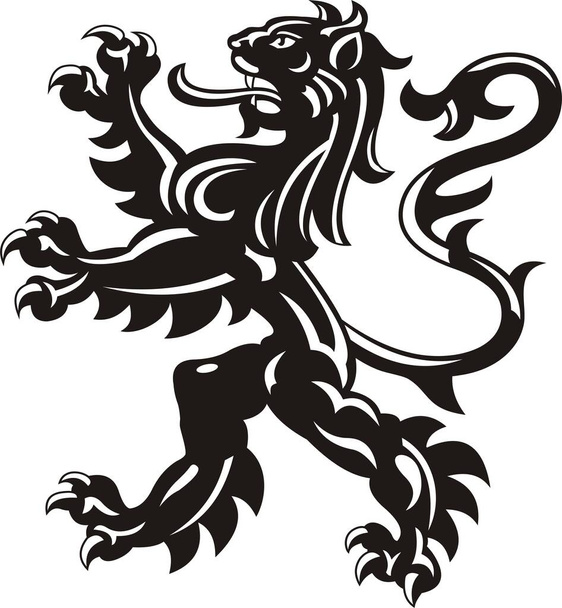 Tatuagem de leão heráldica. Silhueta preta / branca - Foto, Imagem