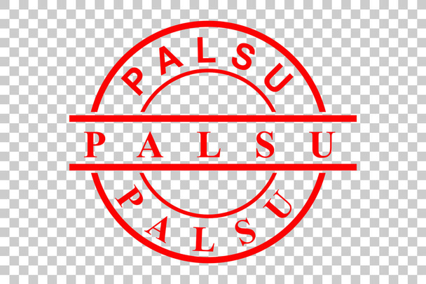 Proste Vector Red Circle Guma Pieczęć, Palsu lub fałszywe w języku indonezyjskim, w przejrzystym tle efekt - Wektor, obraz