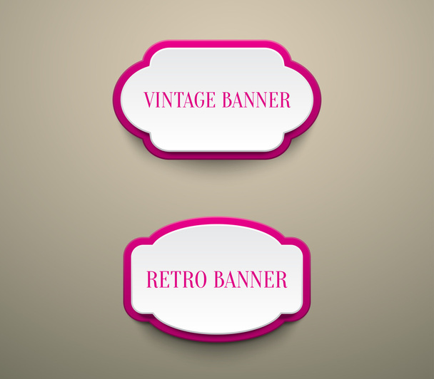 Paper labels with retro banners - Vector, Image