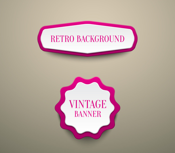 Paper labels with retro banners - Vector, Image